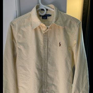 Yellow stripped Ralph Lauren Classic Fit long sleeve shirt.